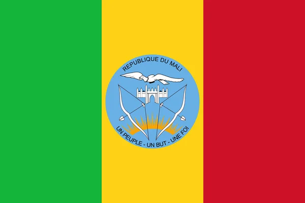 Official Current Flag Coat Arms Republic Mali State Flag Mali — Stock Photo, Image
