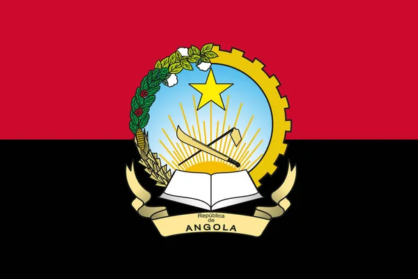 安哥拉共和国目前的官方旗帜和国徽 安哥拉的国旗 说明1 — 图库照片