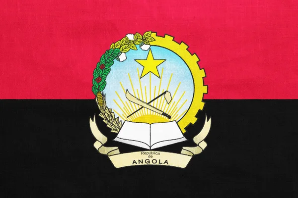 Bandeira Brasão Armas República Angola Sobre Fundo Texturizado Colagem Conceitos — Fotografia de Stock
