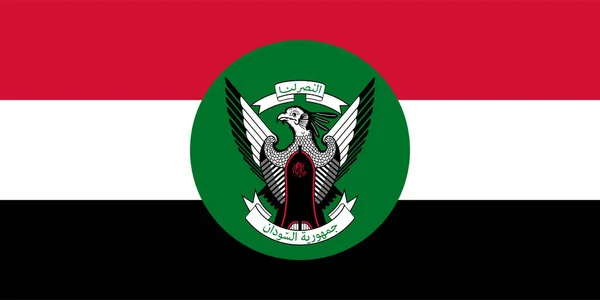 Oficiální Současná Vlajka Erb Súdánské Republiky Súdánská Státní Vlajka Ilustrace — Stock fotografie