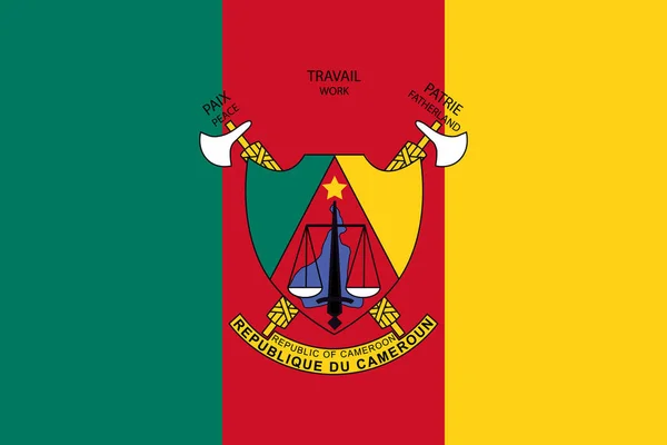Die Offizielle Aktuelle Flagge Und Das Wappen Der Republik Kamerun — Stockfoto