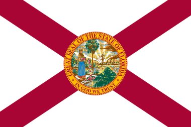Florida bayrağı, Florida eyaleti bayrağı, ABD bayrağı Florida Illustration, Florida State of Florida USA. Birleşik Devletler. Amerika Birleşik Devletleri.