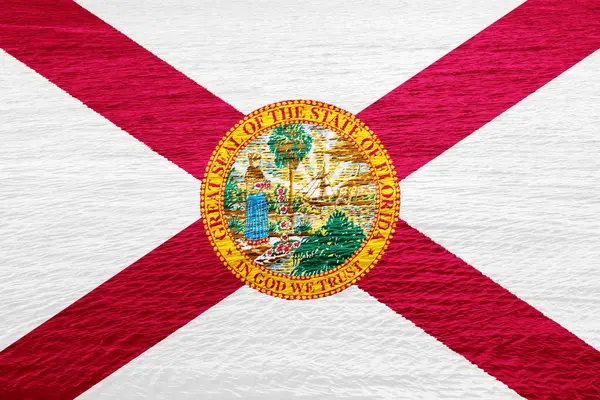 Bandera Estados Unidos Estado Florida Sobre Fondo Texturizado Concepto Collage — Foto de Stock