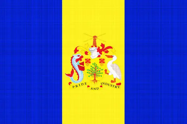 Vlajka Erb Barbadosu Texturovaném Pozadí Koncepční Koláž — Stock fotografie