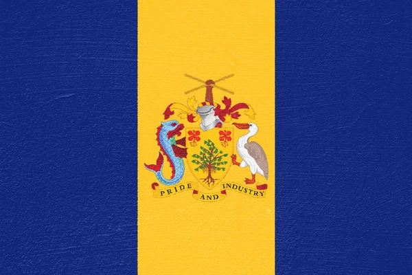 Zászló Címer Barbados Egy Texturált Háttér Koncepció Kollázs — Stock Fotó