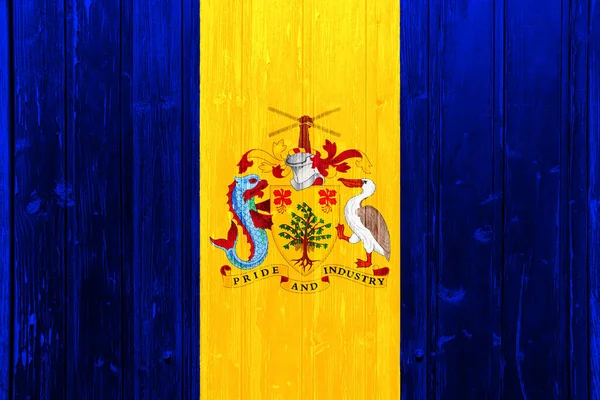 巴巴多斯的国旗和国徽有纹理背景 概念拼贴 — 图库照片