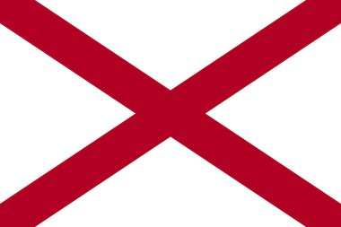 ABD eyaleti Alabama 'nın resmi bayrağı. Alabama eyalet bayrağı. Görüntü.
