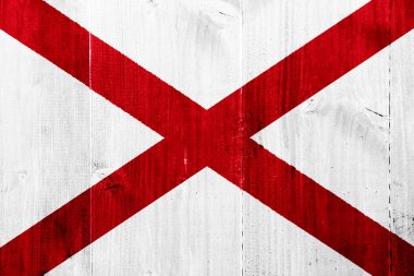 ABD bayrağı Alabama 'da dokulu bir arka planda. Kavram kolajı.