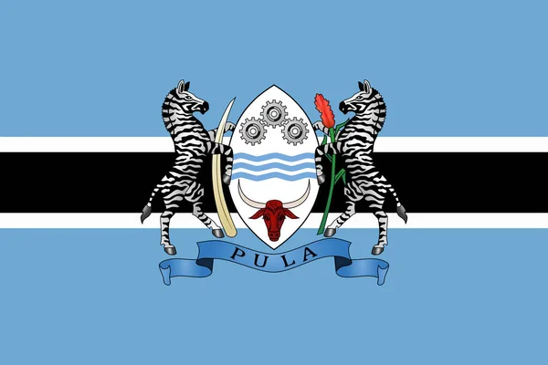Επίσημη Σημερινή Σημαία Και Εθνόσημο Της Δημοκρατίας Της Μποτσουάνα Κρατική — Φωτογραφία Αρχείου
