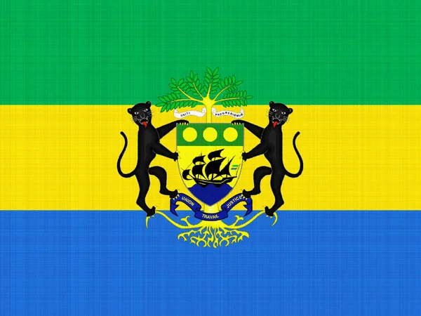 Bandeira Brasão Armas República Gabão Sobre Fundo Texturizado Colagem Conceitos — Fotografia de Stock