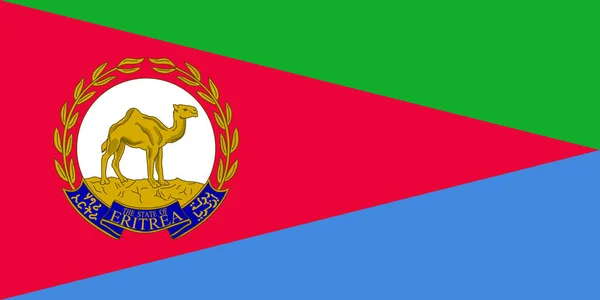 厄立特里亚国目前的正式国旗和国徽 厄立特里亚国旗 说明1 — 图库照片