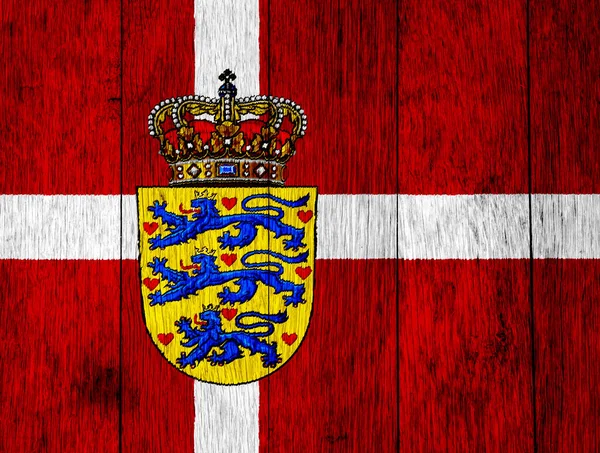 Vlajka Erb Dánska Strukturovaném Pozadí Koncepční Koláž — Stock fotografie