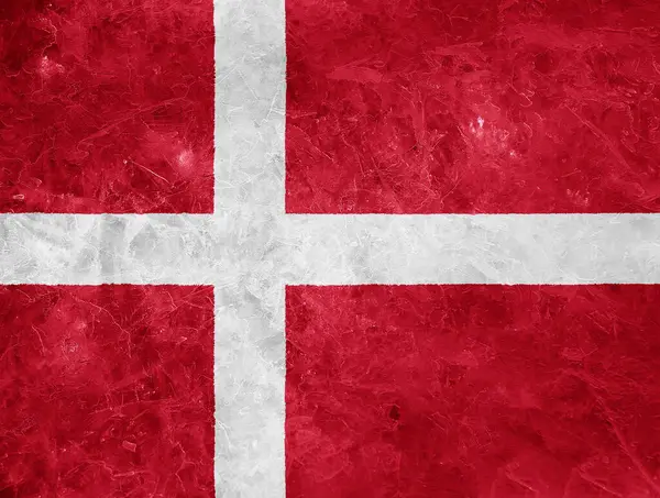 덴마크 국기가 문자로 쓰여져 콜라주 — 스톡 사진