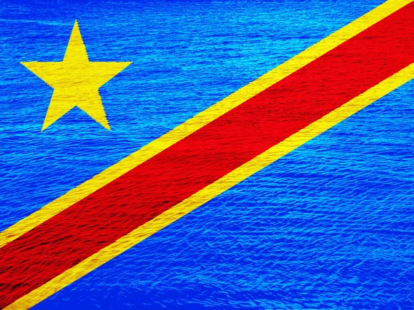 在纹理背景上悬挂刚果民主共和国国旗 概念拼贴 — 图库照片