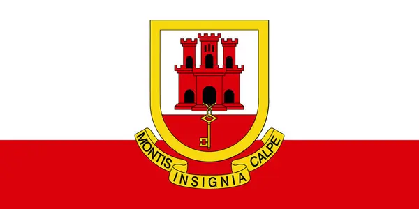 Офіційний Нинішній Прапор Герб Гібралтару Державний Прапор Гібралтару Ілюстрація — стокове фото