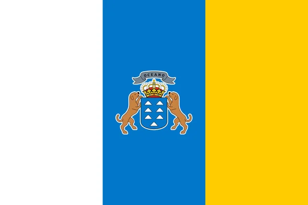 Oficiální Současná Vlajka Erb Kanárských Ostrovů Vlajka Kanárských Ostrovů Ilustrace — Stock fotografie