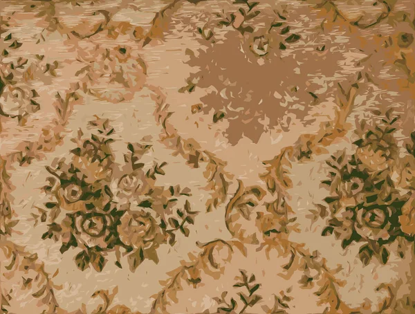 Векторная Иллюстрация Бежевой Ткани Цветочным Узором Мебельная Жаккардовая Ткань Цветами — стоковый вектор