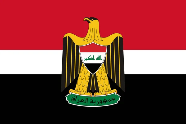 Die Offizielle Aktuelle Flagge Und Das Wappen Der Republik Irak — Stockfoto