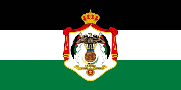 Bandeira Oficial Atual Brasão Armas Reino Hachemita Jordânia Bandeira Jordânia — Fotografia de Stock