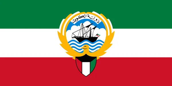 Bandeira Oficial Atual Brasão Armas Estado Kuwait Bandeira Kuwait Ilustração — Fotografia de Stock