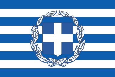 Yunanistan 'ın resmi bayrağı ve arması. Yunanistan bayrağı. Görüntü.