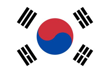 Kore Cumhuriyeti 'nin resmi bayrağı. Güney Kore 'nin eyalet bayrağı. Görüntü.