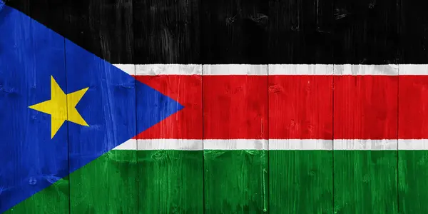 Stock image Flag of Republic of South Sudan on a textured background. Concept collage.