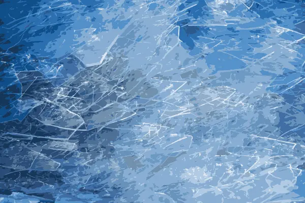 Realistic vector illustration of an icy river surface. Texture of ice covered with snow. Winter background.