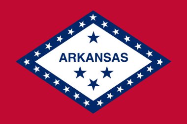Arkansas eyaletinin resmi bayrağı. Arkansas eyalet bayrağı. Görüntü.
