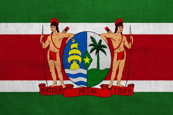 Bandera Escudo República Surinam Sobre Fondo Texturizado Concepto Collage — Foto de Stock