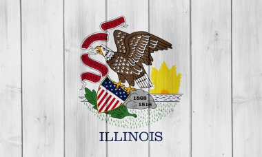ABD 'nin Illinois bayrağı dokulu bir arka planda. Kavram kolajı.