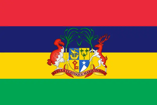 Bandera Oficial Actual Escudo Armas República Mauricio Bandera Del Estado — Foto de Stock