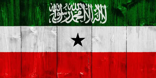 Somaliland Cumhuriyeti bayrağı dokulu bir arka planda. Kavram kolajı.