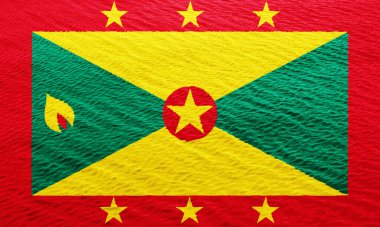 Arka planda Grenada bayrağı. Kavram kolajı.