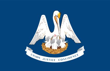Louisiana 'nın resmi bayrağı. Louisiana eyalet bayrağı. Görüntü.