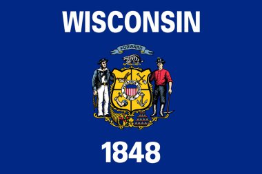 Wisconsin 'in resmi bayrağı. Wisconsin Adaları bayrağı. Görüntü.