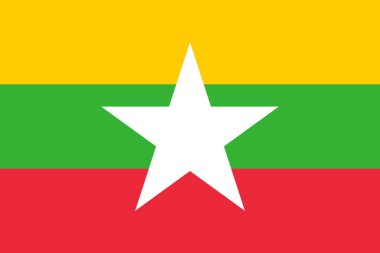 Myanmar Cumhuriyeti 'nin resmi bayrağı. Myanmar eyalet bayrağı. Görüntü.