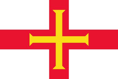Guernsey 'in resmi bayrağı. Guernsey eyalet bayrağı. Görüntü.