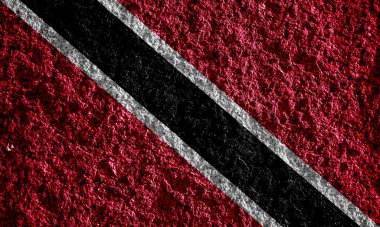 Trinidad ve Tobago Cumhuriyeti bayrağı dokulu bir arka planda. Kavram kolajı.
