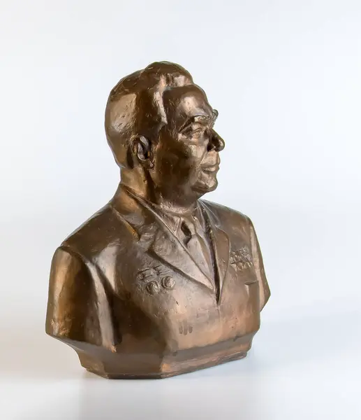 Dnes Ukrajina 2024 Bronzová Busta Brežněv Bílém Pozadí — Stock fotografie
