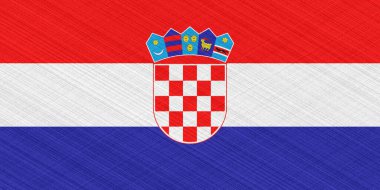 Kıvrımlı bir geçmişe sahip Hırvatistan Cumhuriyeti bayrağı. Kavram kolajı.