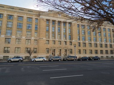 WASHINGTON, DC, ABD -12.16.2023: Aralık ayında Washington 'un şehir sokakları ve mimarisi.