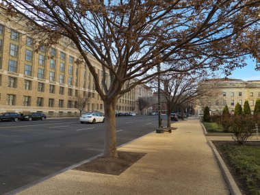 WASHINGTON, DC, ABD -12.16.2023: Aralık ayında Washington 'un şehir sokakları ve mimarisi.