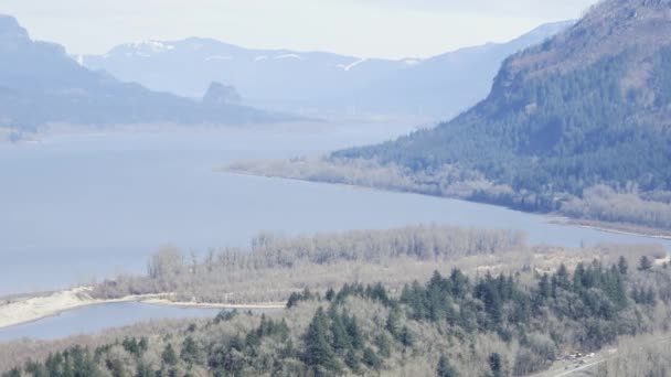 Utsikt Över Columbia River Gorge Och Veterans Memorial Highway Sett — Stockvideo