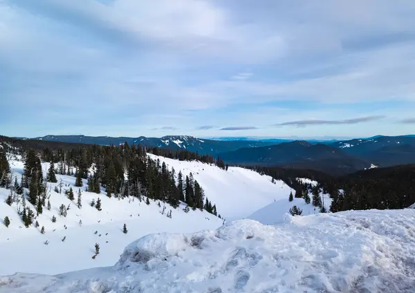 Timberlaine Platosu 'ndan dağların manzarası. Oregon mu? Hood Dağı civarında..