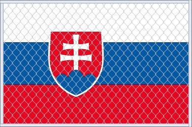 Vector illustration of Slovakia flag under lattice. The concept of isolationism. No war. clipart