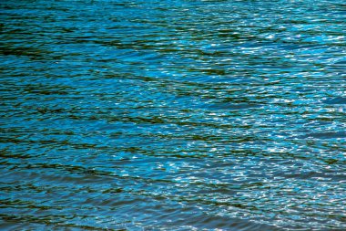 Water ripple texture background. Wavy water surface during sunset, golden light reflecting in the water.
