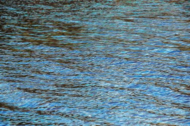 Su dalgalanması dokusu arkaplanının vektör çizimi. Gün batımında dalgalı su yüzeyi, Suya yansıyan altın ışık.