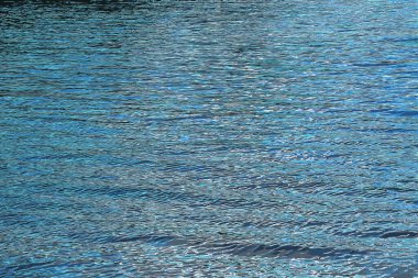 Su dalgalanması dokusu arkaplanının vektör çizimi. Gün batımında dalgalı su yüzeyi, Suya yansıyan altın ışık.