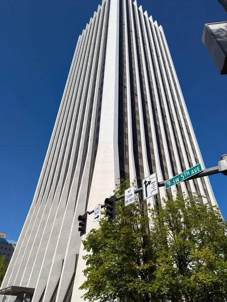 stock image PORTLAND, OREGON - 07.10.2024: Wells Fargo Tower in Portland. The tower became the tallest building in Oregon.